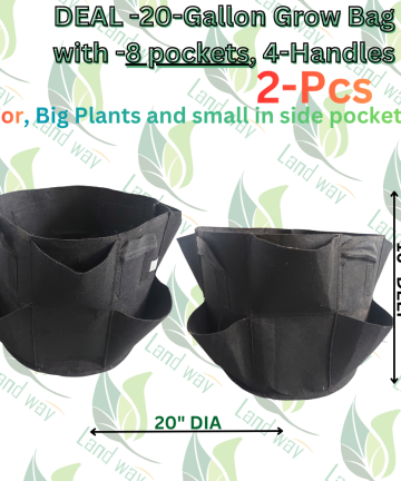 DEAL of 20 Gallon Fabric Pots With 8 Pockets Rs.999 (2-pcs)